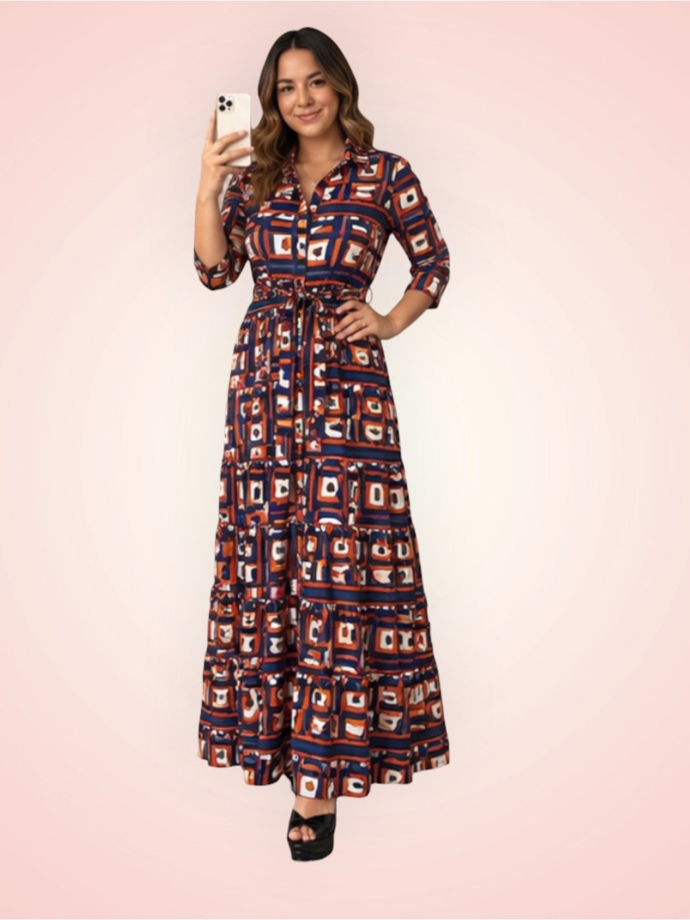 Reserved maxi full print dress sz Small (has room to stretch) (C1)